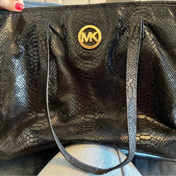 MICHAEL Michael Kors Black Python Embossed Tote - Picture 5 of 5